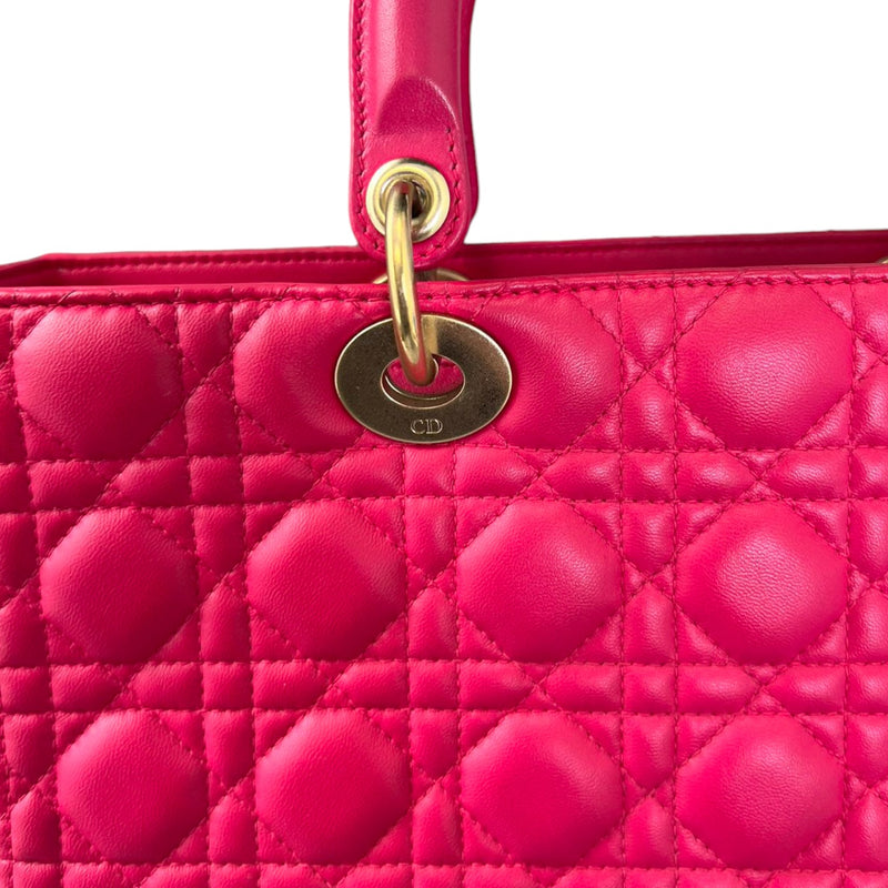 Lady Dior Large Lambskin Cannage Pink GHW