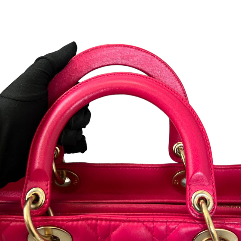 Lady Dior Large Lambskin Cannage Pink GHW