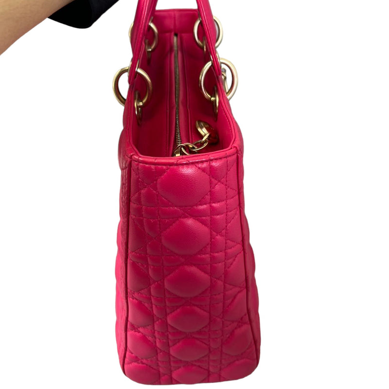 Lady Dior Large Lambskin Cannage Pink GHW