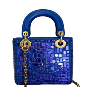 Mosaic of Mirrors Lady Dior Mini Calfskin Blue GHW