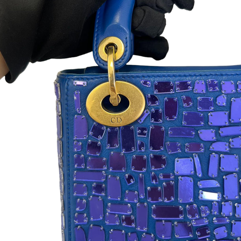 Mosaic of Mirrors Lady Dior Mini Calfskin Blue GHW