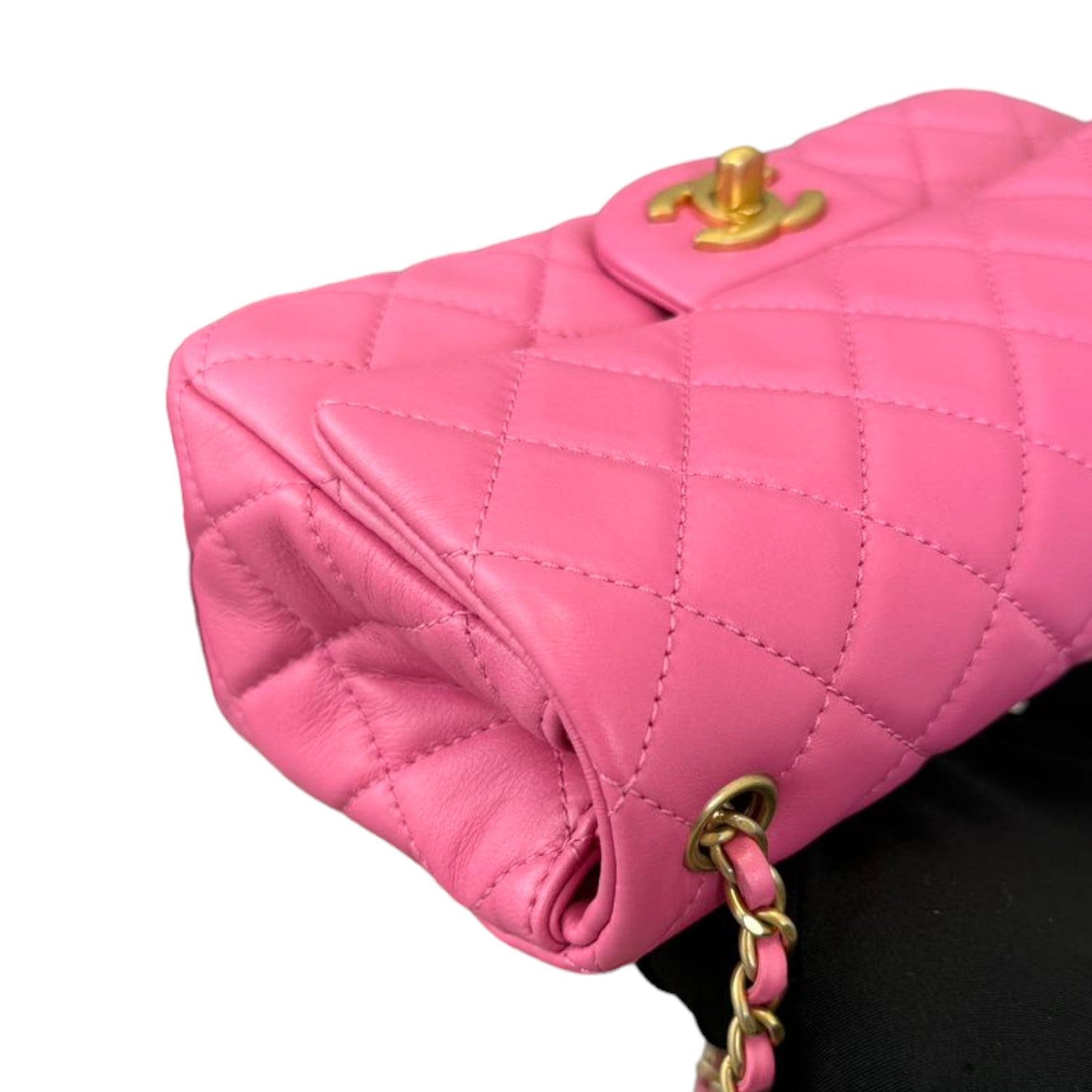Chanel CC Pearl Crush Mini Rectangular Flap Lambskin Pink GHW