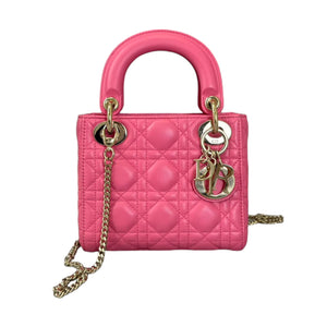 Lady Dior Mini Lambskin Cannage Pink GHW