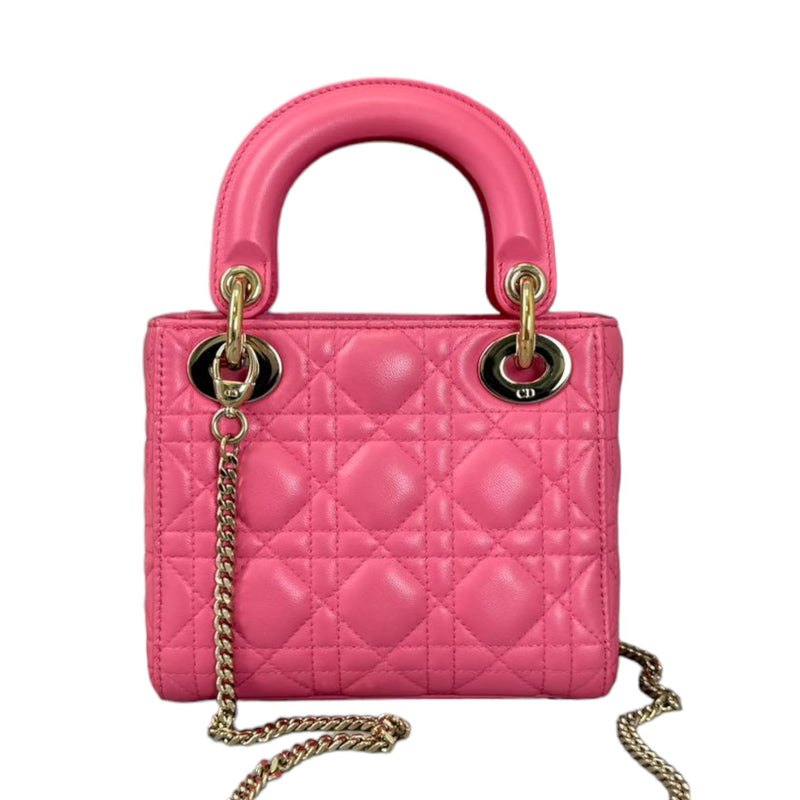 Lady Dior Mini Lambskin Cannage Pink GHW