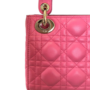 Lady Dior Mini Lambskin Cannage Pink GHW