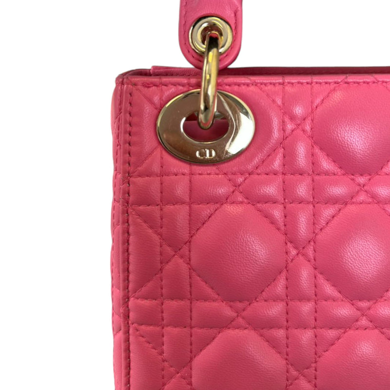 Lady Dior Mini Lambskin Cannage Pink GHW