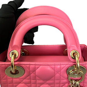 Lady Dior Mini Lambskin Cannage Pink GHW