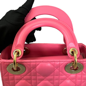 Lady Dior Mini Lambskin Cannage Pink GHW