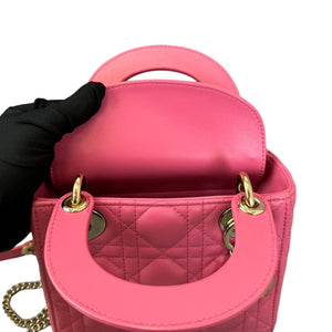 Lady Dior Mini Lambskin Cannage Pink GHW