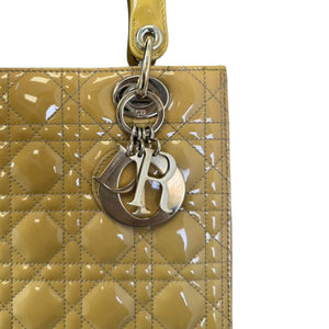 Lady Dior Medium Metallic Patent Yellow GHW