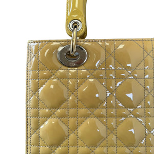 Lady Dior Medium Metallic Patent Yellow GHW