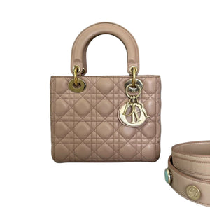 Lucky Badges My Lady Dior Small Lambskin Cannage Beige GHW