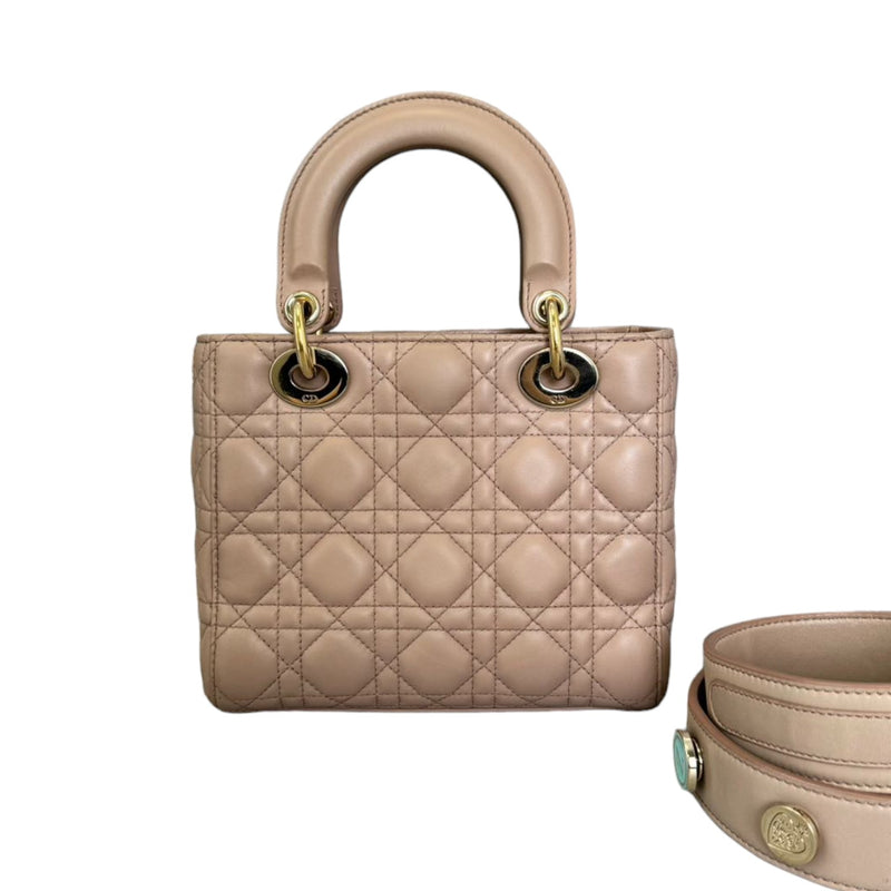 Lucky Badges My Lady Dior Small Lambskin Cannage Beige GHW