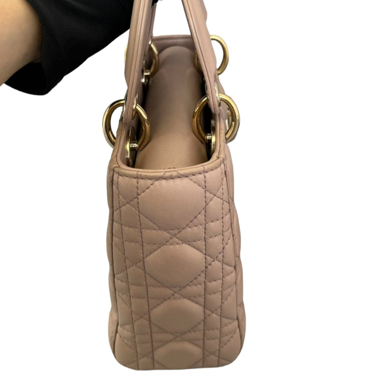 Lucky Badges My Lady Dior Small Lambskin Cannage Beige GHW