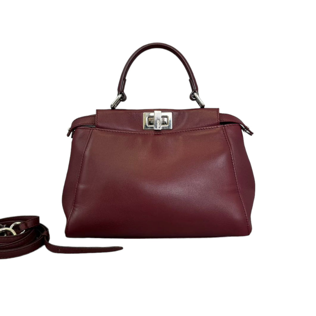 Peekaboo Iconic Satchel Mini Nappa Burgundy SHW