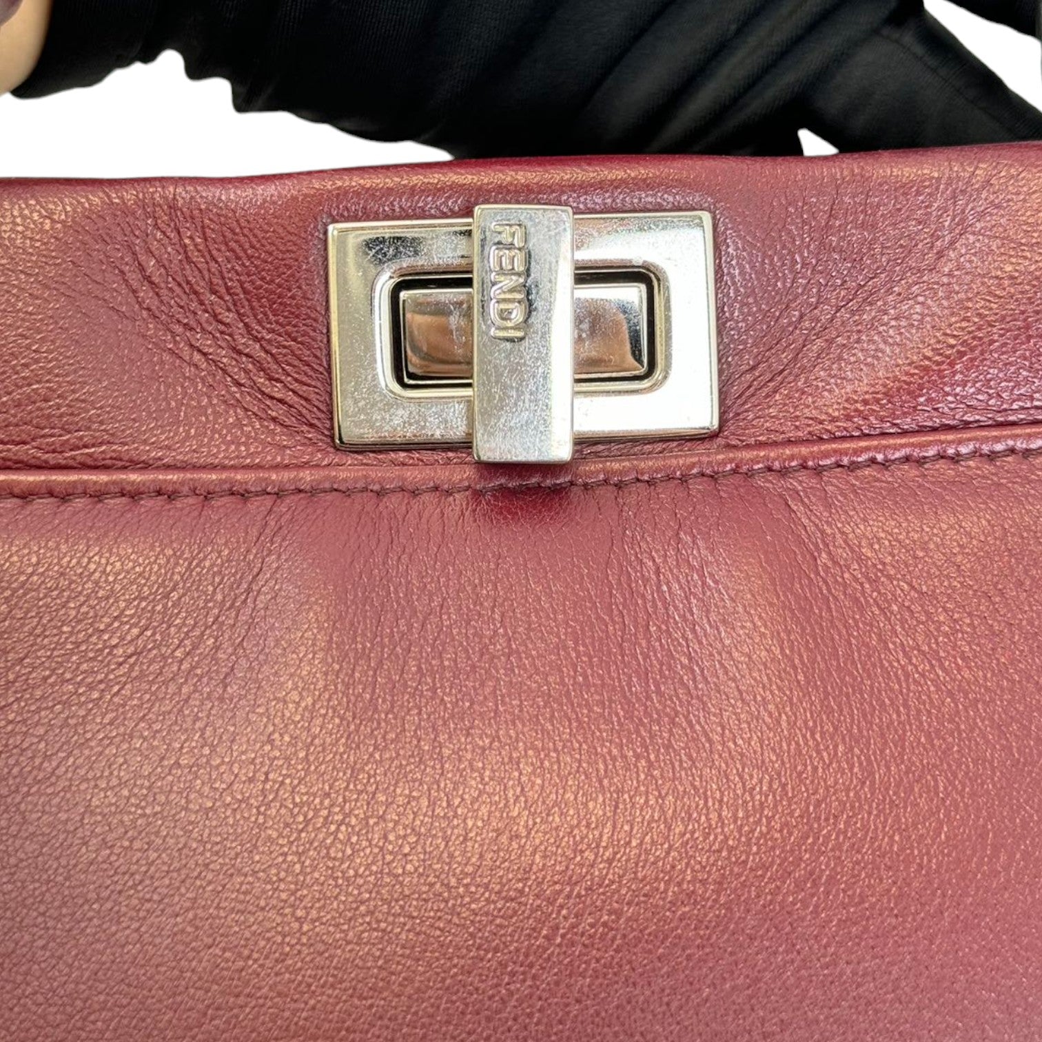Fendi Peekaboo Iconic Satchel Mini Nappa Burgundy SHW Bag Religion