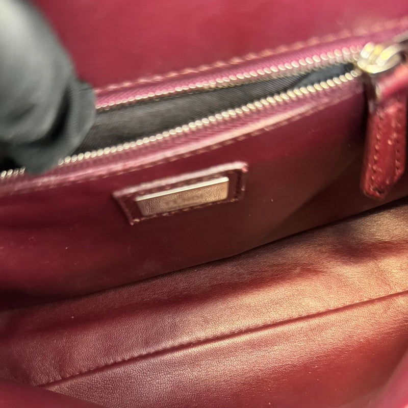 Peekaboo Iconic Satchel Mini Nappa Burgundy SHW