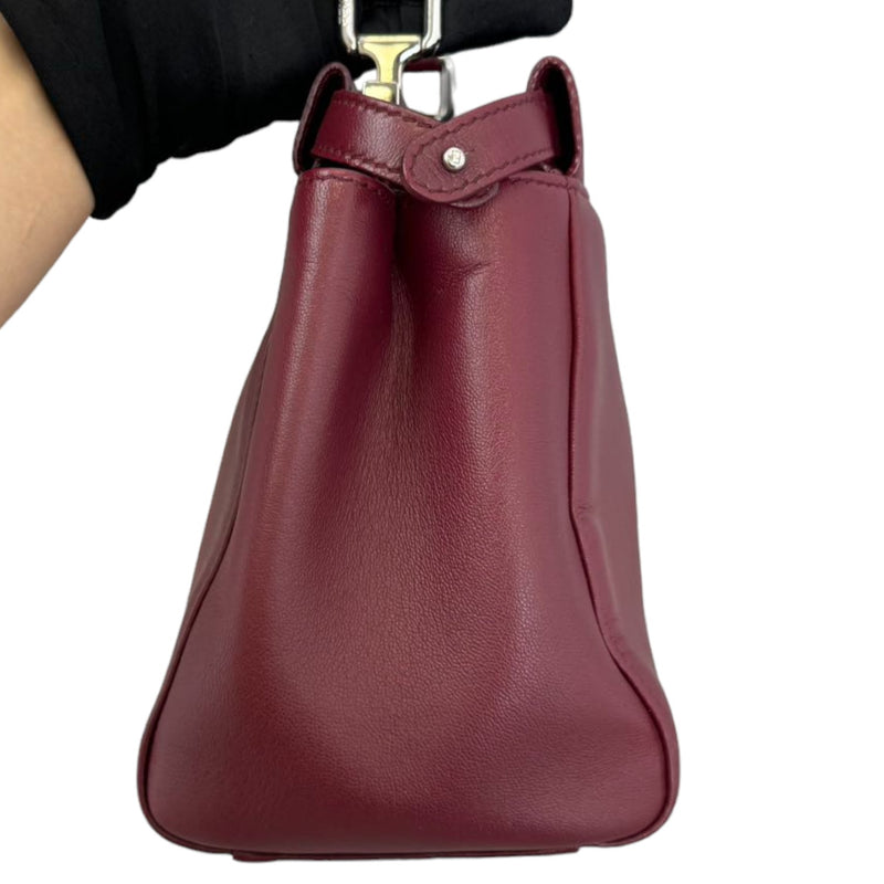 Peekaboo Iconic Satchel Mini Nappa Burgundy SHW