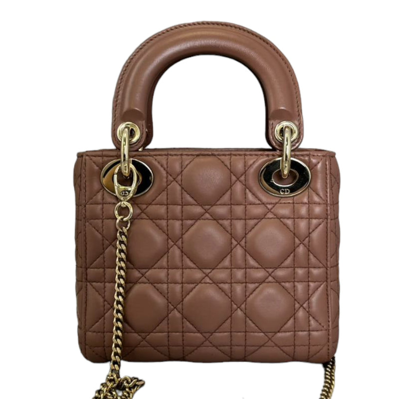 Lady Dior Mini Lambskin Light Brown GHW
