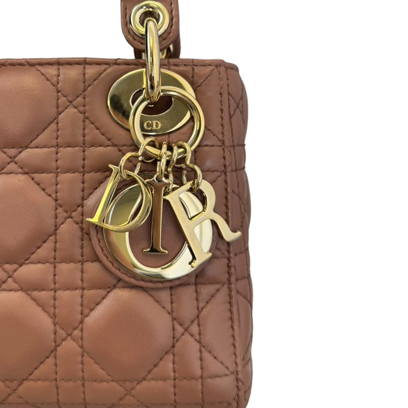 Lady Dior Mini Lambskin Light Brown GHW