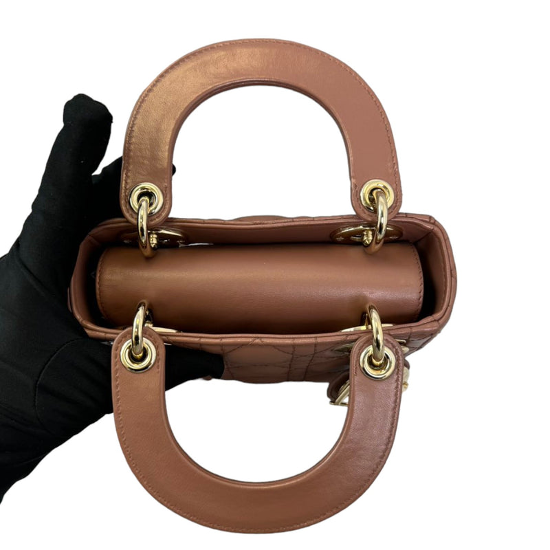 Lady Dior Mini Lambskin Light Brown GHW