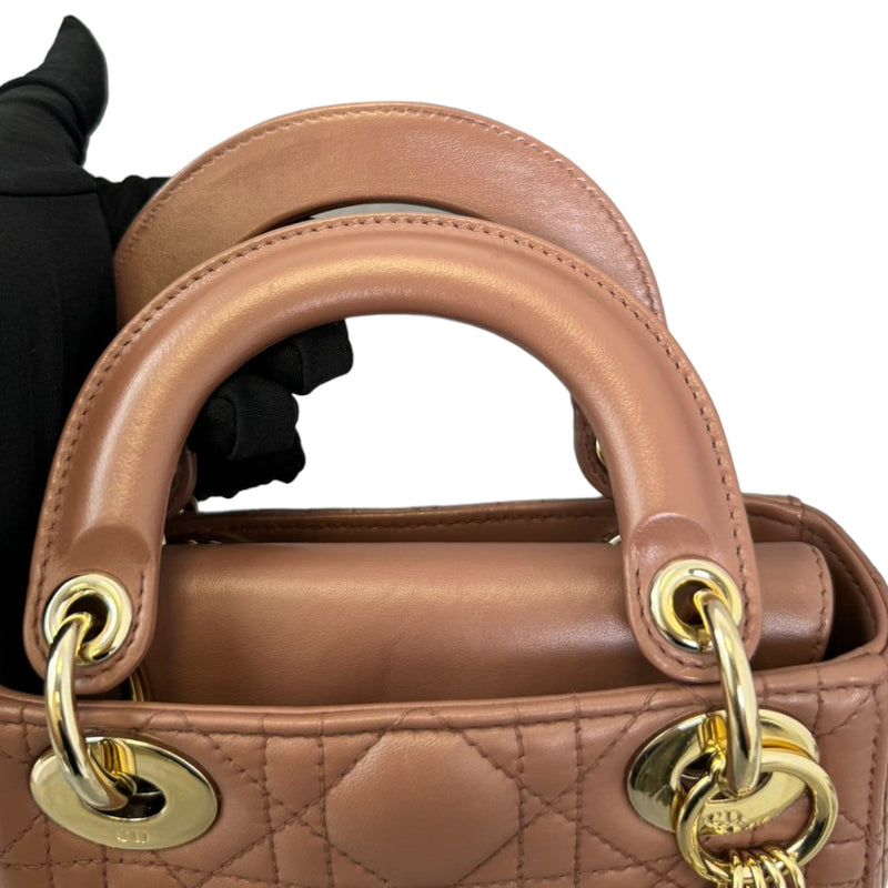 Lady Dior Mini Lambskin Light Brown GHW