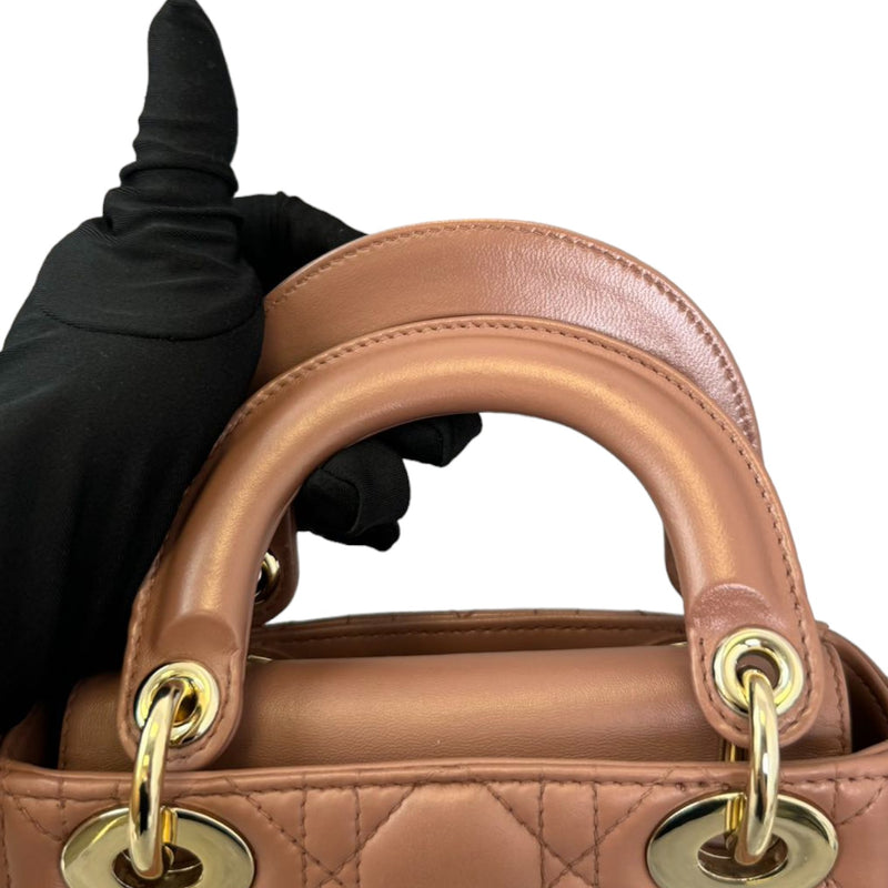 Lady Dior Mini Lambskin Light Brown GHW