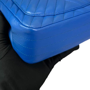 Square Flap Mini Caviar Chevron Quilted Blue SHW