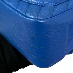 Square Flap Mini Caviar Chevron Quilted Blue SHW