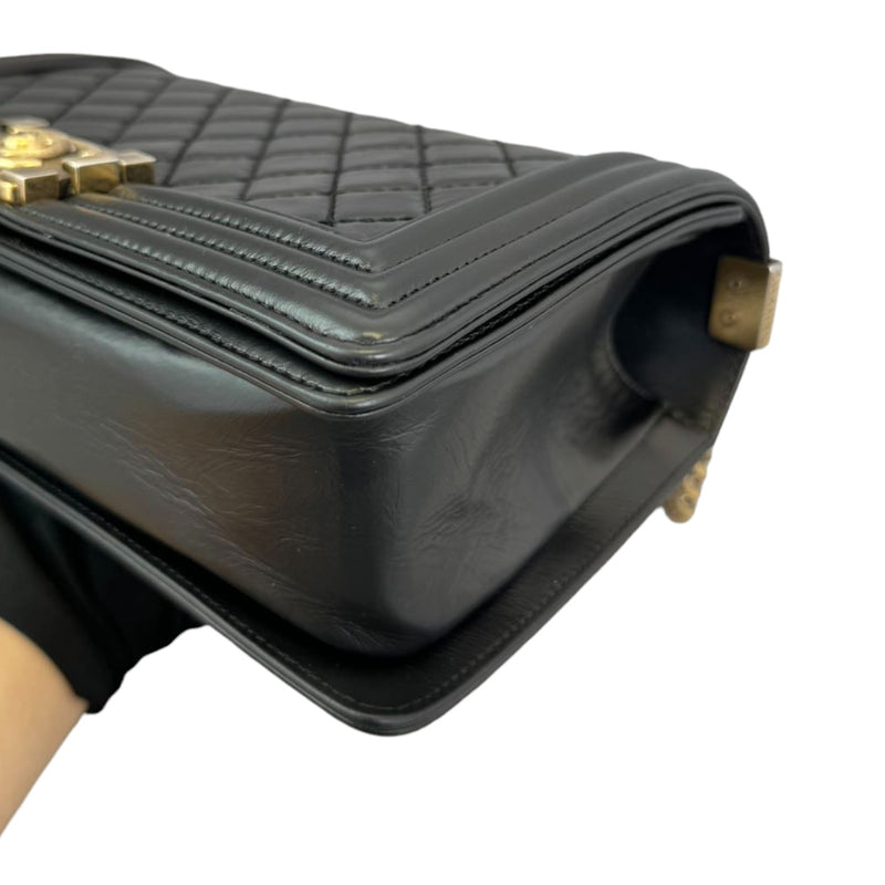 Old Boy Flap Medium Lambskin Quilted Black GHW