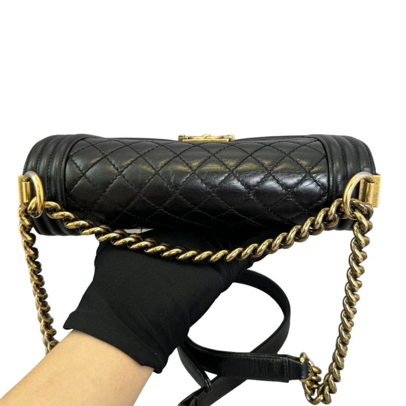 Old Boy Flap Medium Lambskin Quilted Black GHW