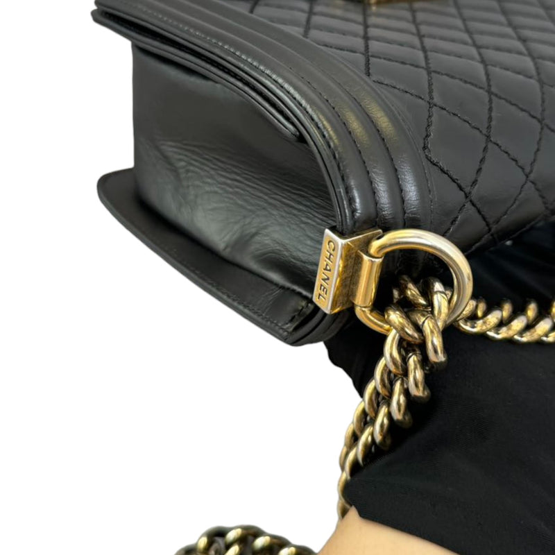 Old Boy Flap Medium Lambskin Quilted Black GHW