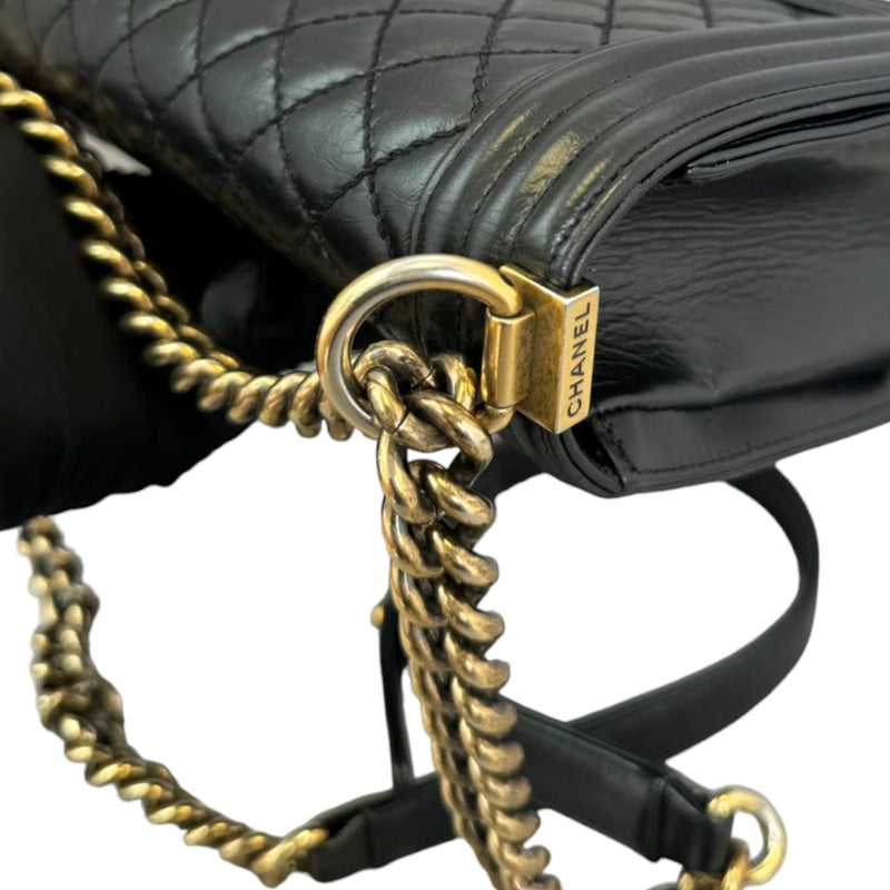 Old Boy Flap Medium Lambskin Quilted Black GHW