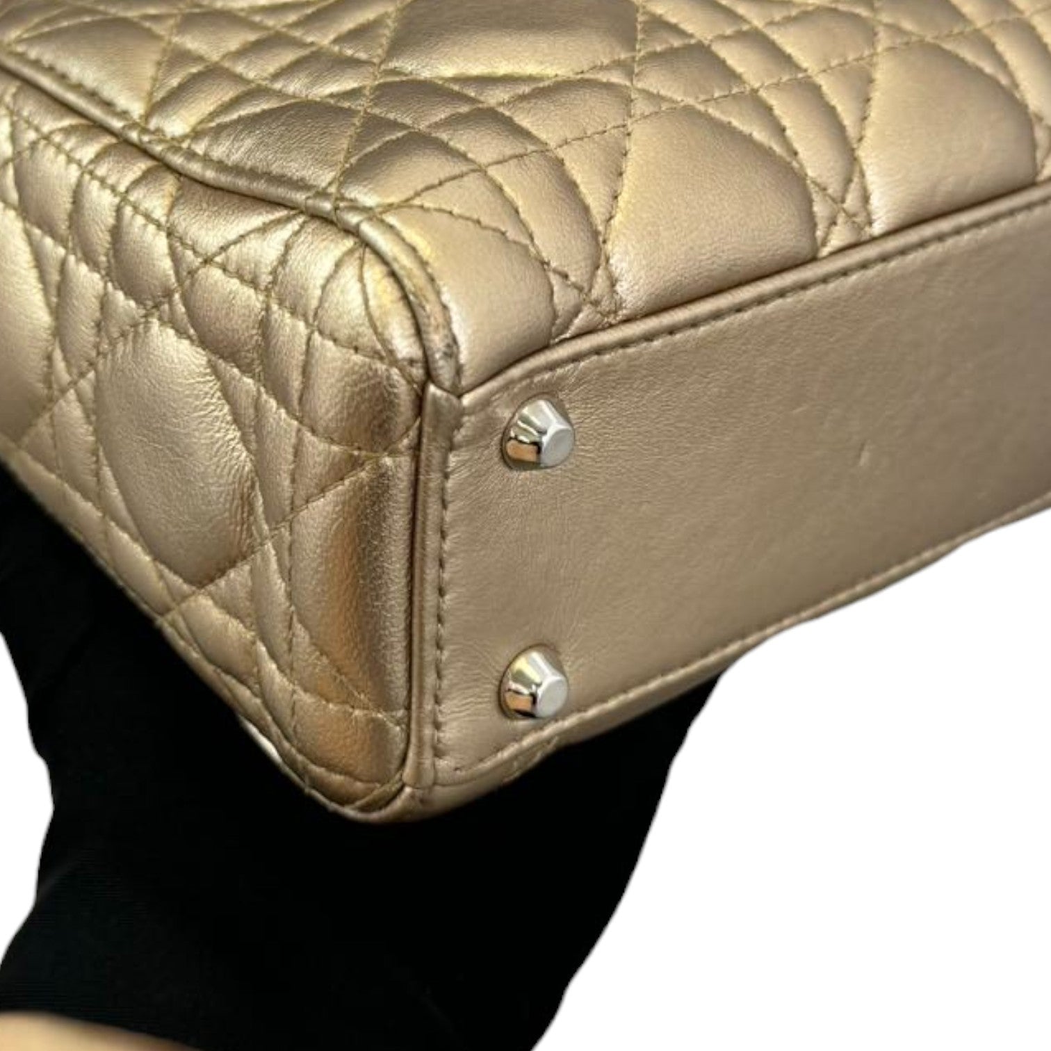 Christian Dior Lady Dior Mini Metallic Lambskin Gold SHW – Bag