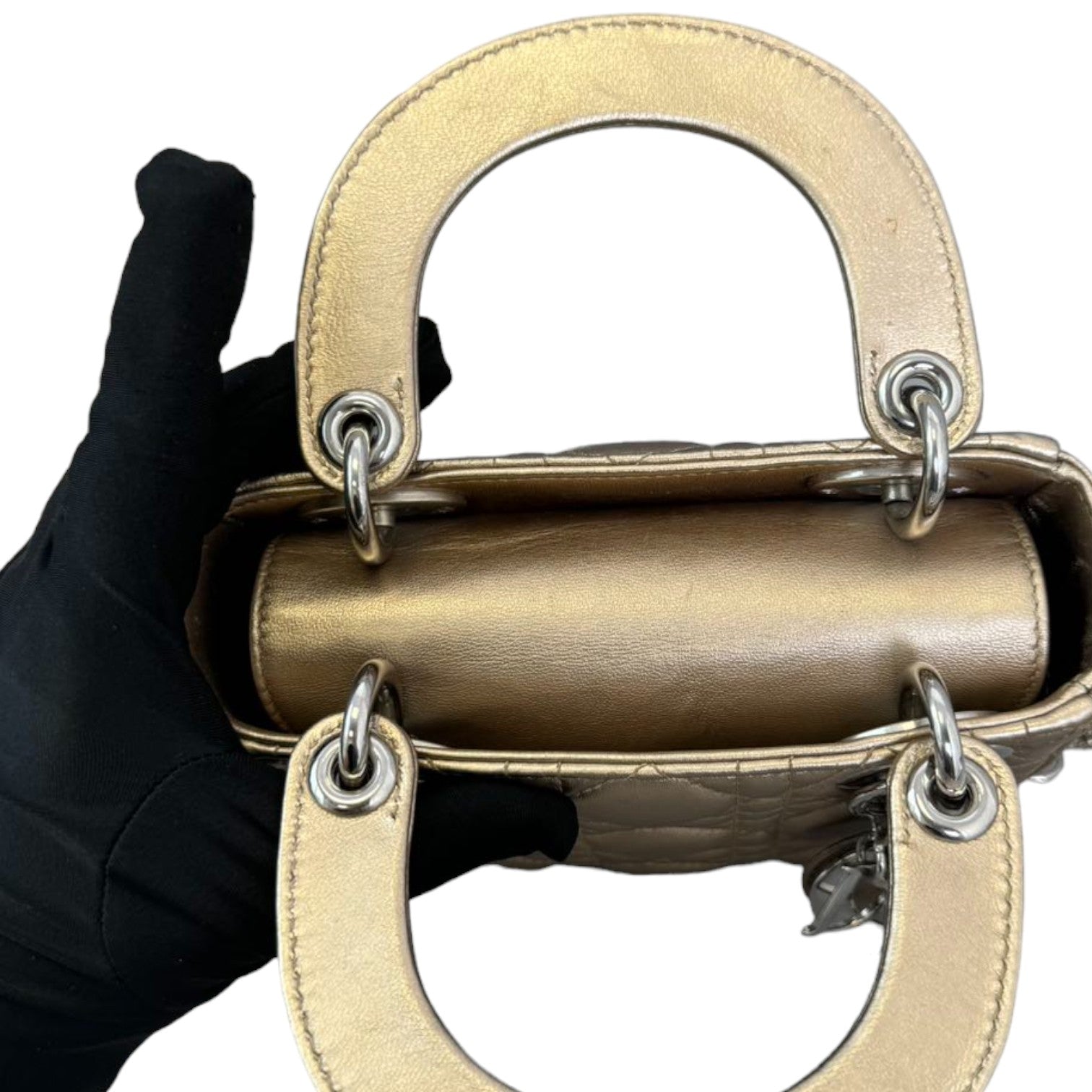 Christian Dior Lady Dior Mini Metallic Lambskin Gold SHW – Bag