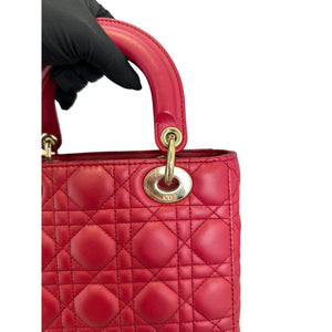 Lady Dior Small Lambskin Cannage Red GHW