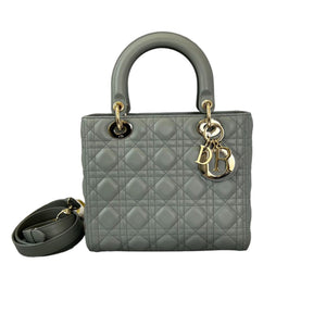 Lady Dior Medium Top Flap Lambskin Grey GHW