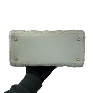 Lady Dior Medium Top Flap Lambskin Grey GHW
