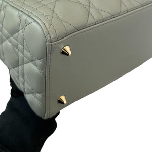 Lady Dior Medium Top Flap Lambskin Grey GHW