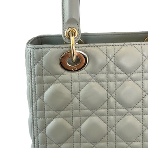 Lady Dior Medium Top Flap Lambskin Grey GHW