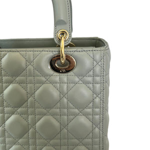 Lady Dior Medium Top Flap Lambskin Grey GHW