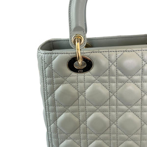 Lady Dior Medium Top Flap Lambskin Grey GHW