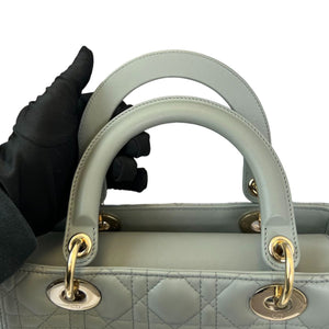 Lady Dior Medium Top Flap Lambskin Grey GHW