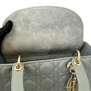Lady Dior Medium Top Flap Lambskin Grey GHW