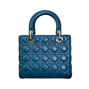 Lady Dior Medium Lambskin Cannage Blue SHW