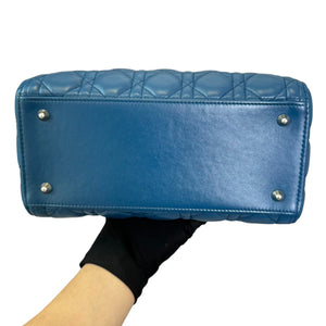 Lady Dior Medium Lambskin Cannage Blue SHW