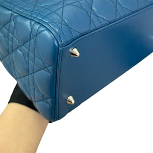 Lady Dior Medium Lambskin Cannage Blue SHW