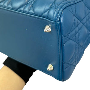 Lady Dior Medium Lambskin Cannage Blue SHW