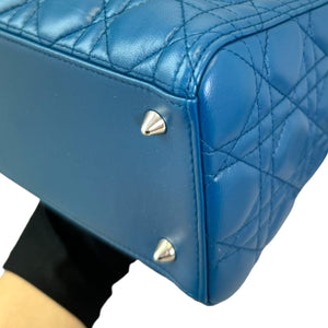 Lady Dior Medium Lambskin Cannage Blue SHW