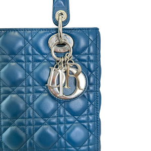 Lady Dior Medium Lambskin Cannage Blue SHW